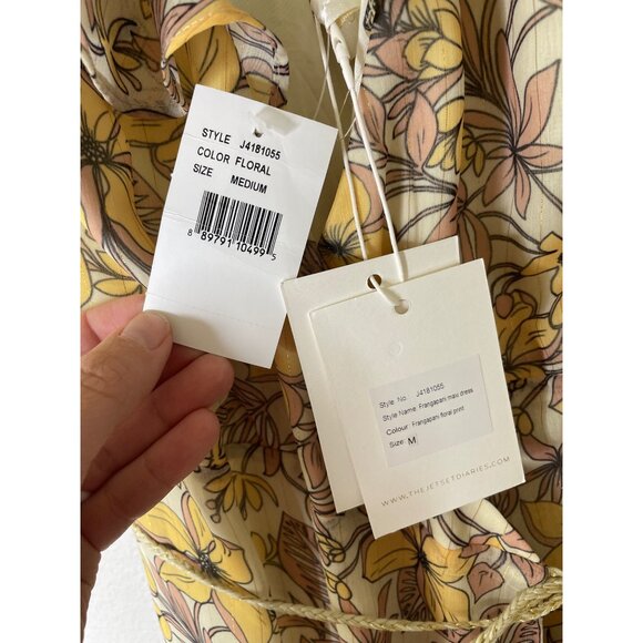 The Jetset Diaries Frangapani Maxi Dress Size Medium Yellow Floral Print New - Picture 8 of 9